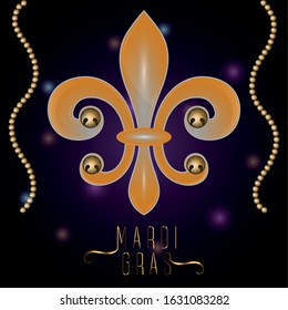 Mardi gras poster with a fleur de lys - Vector