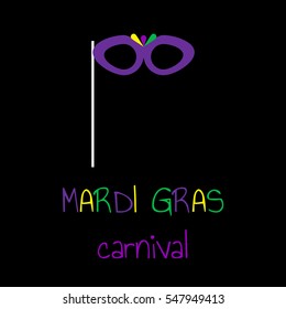 Mardi Gras poster with mask for carnival party, postcard or website. flat style. vector eps-10, grouped for easy editing