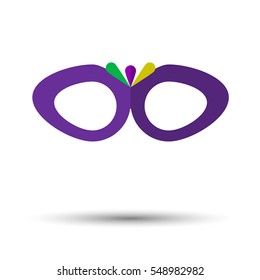 Mardi Gras poster with mask for carnival party, postcard or website. flat style. vector eps-10