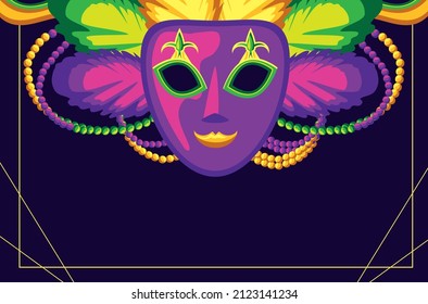 mardi gras purple mask and feather