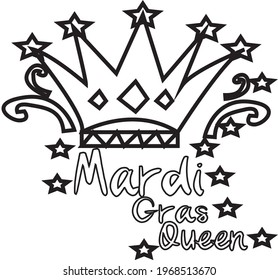 MARDI GRAS QUEEN COLORING PAGE