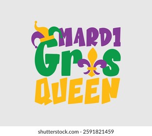 Mardi Gras Queen, Mardi Gras Design Idea, Retro Mardi Gras T-shirt - Fat Tuesday Carnival t shirt design