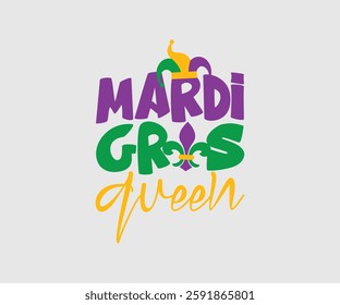 Mardi Gras Queen, Mardi Gras Design Idea, Retro Mardi Gras T-shirt - Fat Tuesday Carnival t shirt design