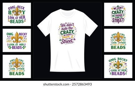 Mardi Gras Quotes Vector T shirt Bundle Design