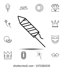 Mardi gras, rocket, fireworks icon. Simple thin line, outline vector element of Mardi Gras icons set for UI and UX, website or mobile application