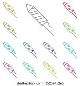 Mardi gras, rocket, fireworks multi color icon. Simple thin line, outline vector of Mardi Gras icons for UI and UX, website or mobile application