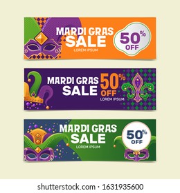 Mardi Gras Sale Banner Set