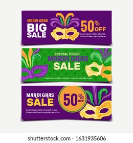 Mardi Gras Sale Banner Set