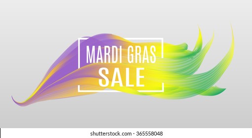 Mardi Gras Sale Design Elements. Fat Tuesday. Colorful background for flyer, poster, sign, banner, web, header. Abstract colorful background for text, type, quote. Vector Illustration 