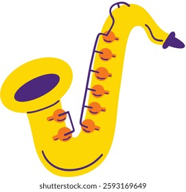 Mardi Gras Saxophone Hand Drawn Vector Illustration