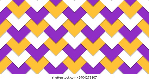 Mardi Gras Seamless Geometric Pattern. Purple, Yellow and White Vector Abstract Background.