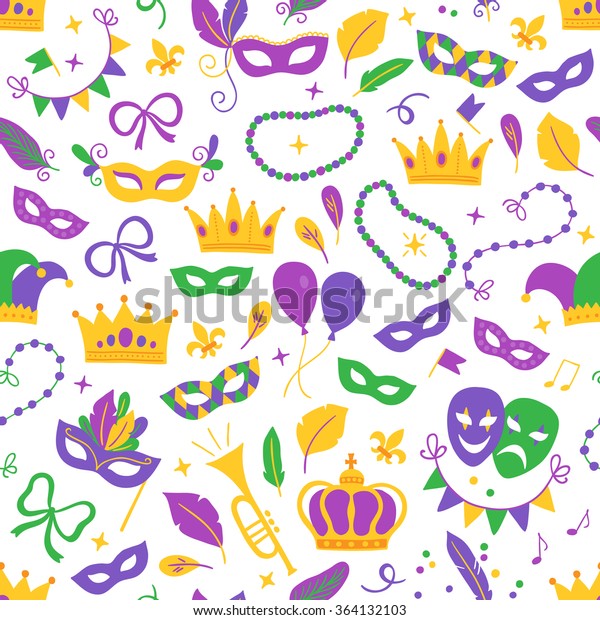 Mardi Gras Seamless Pattern Balloon Carnival Stock Vector (Royalty Free ...