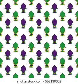 Mardi Gras seamless pattern. Colorful background with carnival fleur de lis. Vector illustration