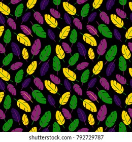 Mardi gras seamless pattern with feathers