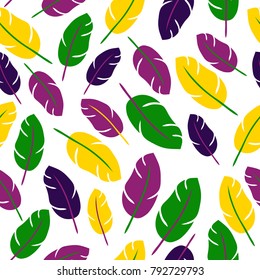 Mardi gras seamless pattern with feathers