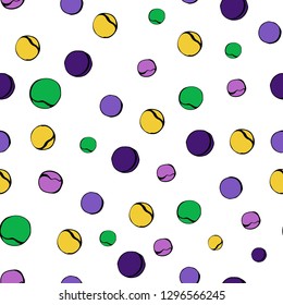 Mardi Gras seamless pattern in festive colors. Vector illustration, eps10. Use for decoration of invitations, banners, advertising, posters, greeting cards, wrappers, paper, gifts.
