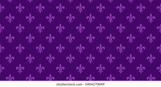 Mardi Gras Seamless Pattern. Purple Vector Background with Carnival Festive Symbols.