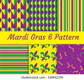 Mardi Gras seamless pattern set. Collection of digital paper, background, texture. paper