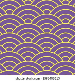 Mardi Gras seamless repeating pattern background. Golden waves on a purple violet background. Holiday poster or placard template