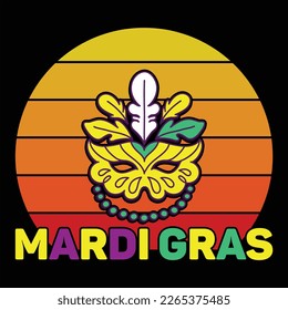 Mardi Gras, Mardi Gras shirt print template, Typography design for Carnival celebration, Christian feasts, Epiphany, culminating  Ash Wednesday, Shrove Tuesday.