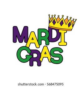 Mardi Gras or Shrove Tuesday. Colorful background with crowns. Vector illustration