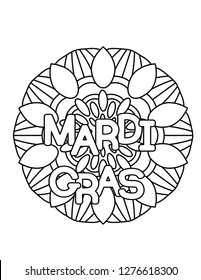 Mardi Gras or Shrove Tuesday. Coloring page for adult coloring book. Vector illustration.