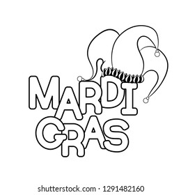 Mardi Gras or Shrove Tuesday. Vector illustration. Coloring page for adult coloring book.