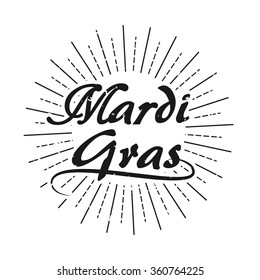 Mardi Gras sign  with starburst. Vector illustration