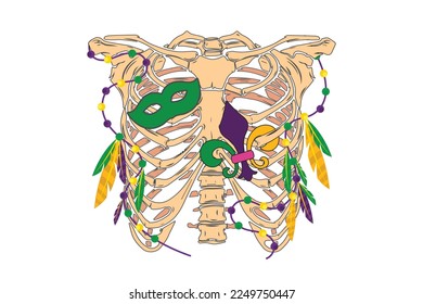 Mardi Gras Skeleton Sublimation vector t-shirt design