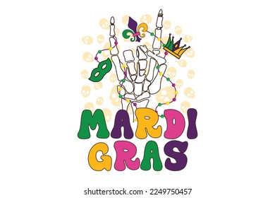 Diseño de camisetas vectoriales de sublimación del esqueleto de Mardi Gras