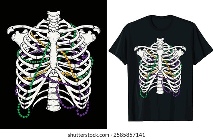 Mardi Gras Skeleton T-Shirt Design