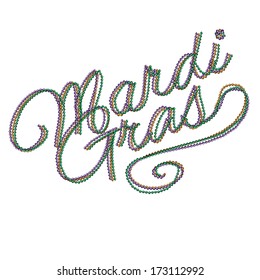 Mardi Gras spelled by beads. EPS 10 vector, grouped for easy editing. No open shapes or paths.