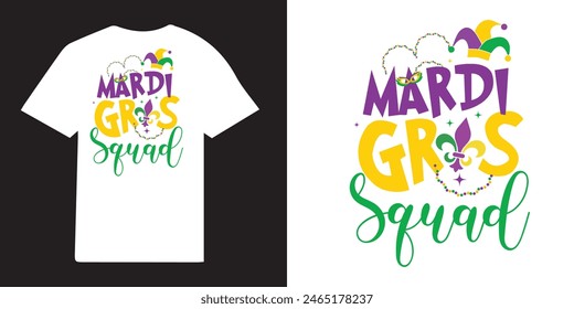 Mardi Gras Squad  T-shirt Design Bundle | Mardi Gras Design Idea |  Retro Mardi Gras T-shirt - Fat Tuesday Carnival t shirt design 