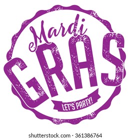 Mardi Gras stamp. EPS 10 vector stock illustration for greeting card, ad, promotion, poster, flier, blog, article, social media, marketing