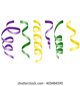 Mardi Gras streamers set. Vector illustration.