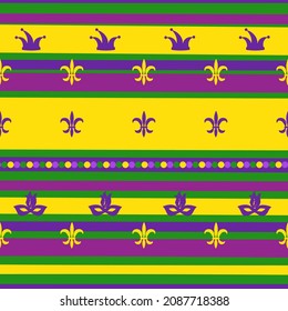 Mardi gras striped seamless pattern. Vector background for textile.