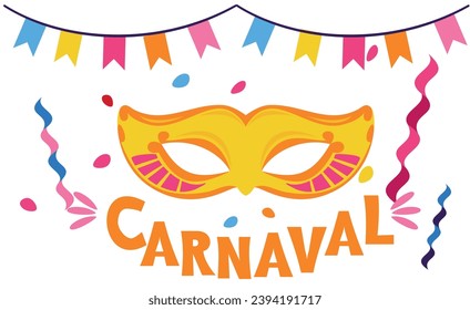 Mardi Gras style carnival (carnaval) mask. Separate vectors.