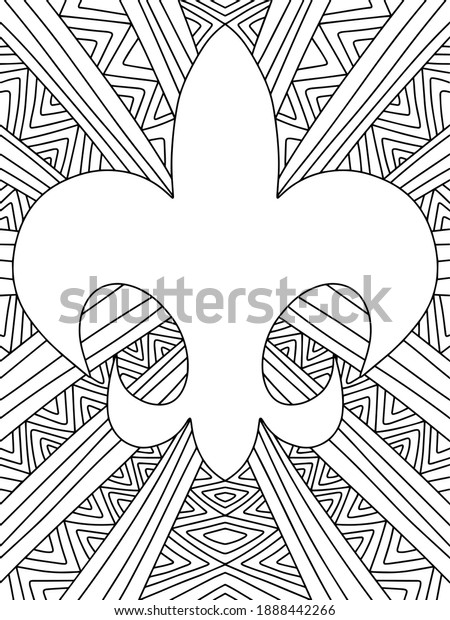 Mardi Gras stylised lily coloring page stock vector illustration. Funny