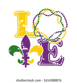 Mardi Gras svg decor Grunge Love sign Monogram Font bundle