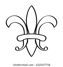 Mardi gras symbol. Fleur de lys outline. Vector illustration design