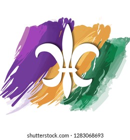 Mardi Gras symbol the fleur-de-lis in the background with artistic brush strokes. EPS10