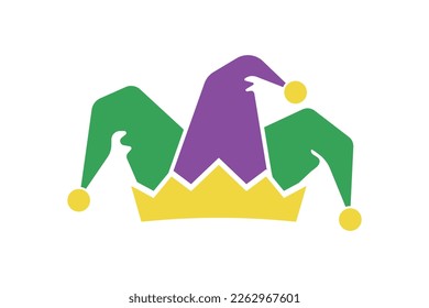 mardi gras symbol, jester hat icon for poster, greeting card, party invitation, banner or flyer, vector design element