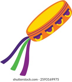 Mardi Gras Tambourine Hand Drawn Vector Illustration