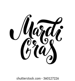 Mardi Gras text. Black vector type isolated on white background.