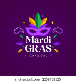 Mardi Gras text illustration with Carnaval mask