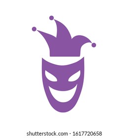 mardi gras theater mask with jester hat vector illustration design