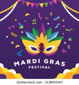 mardi gras theme background with festival mask and party atmosphere