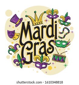 Mardi gras theme illustration hand drawn..for carnival t shirt