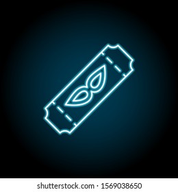 Mardi gras, ticket blue neon icon. Simple thin line, outline vector of mardi gras icons for ui and ux, website or mobile application
