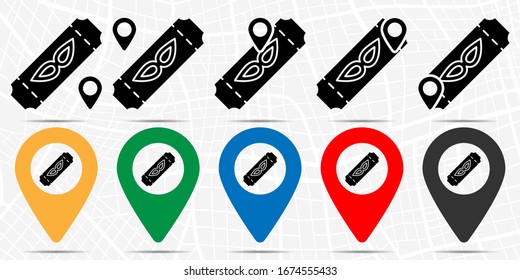 Mardi gras, ticket icon in location set. Simple glyph, flat illustration element of mardi gras theme icons